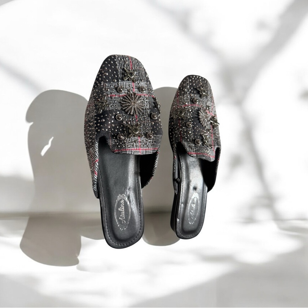 ATALINA Embellished Rhinestone Mules Slides - Picture 4 of 7